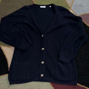 Vintage navy blue cardigan with gold buttons
